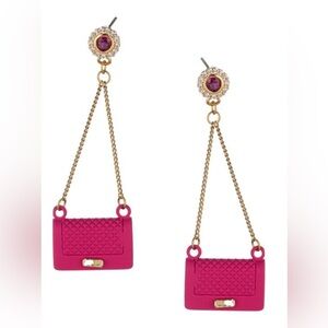 NWT Eye Candy Pink Handbag Earrings CZ & 18ct Goldplated